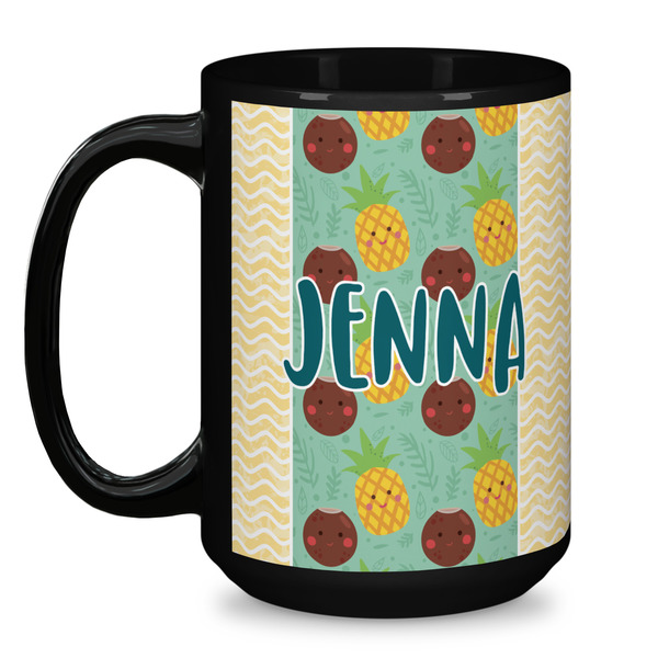 Pineapples and Coconuts Coffee Mug - 15 oz - Black