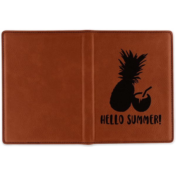 Pineapples and Coconuts Cognac Leather Passport Holder Outside Single Sided - Apvl