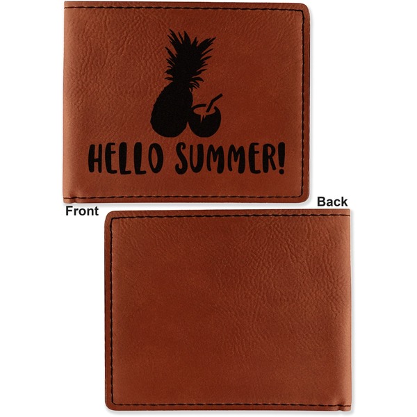Pineapples and Coconuts Cognac Leatherette Bifold Wallets - Front and Back Single Sided - Apvl