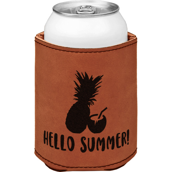 Custom Pineapples and Coconuts Leatherette Can Sleeve - Single Sided (Personalized)
