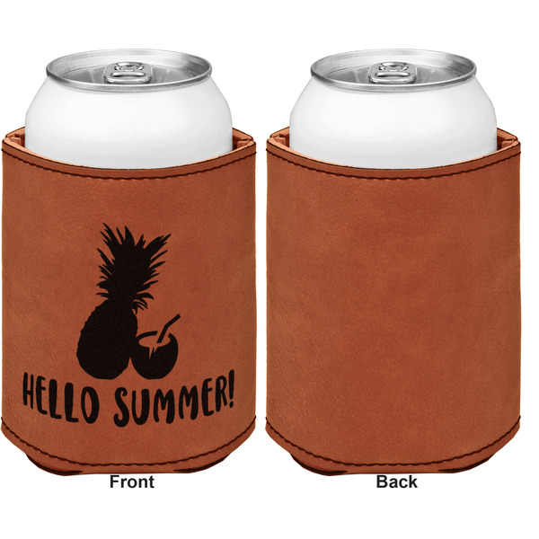 Pineapples and Coconuts Cognac Leatherette Can Sleeve - Single Sided Front and Back