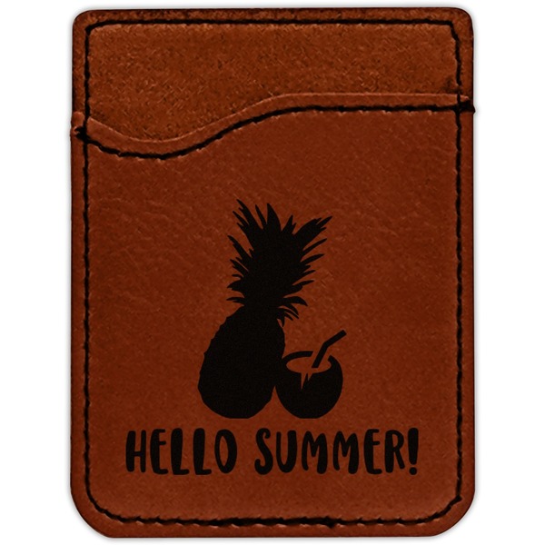 Pineapples and Coconuts Cognac Leatherette Phone Wallet close up