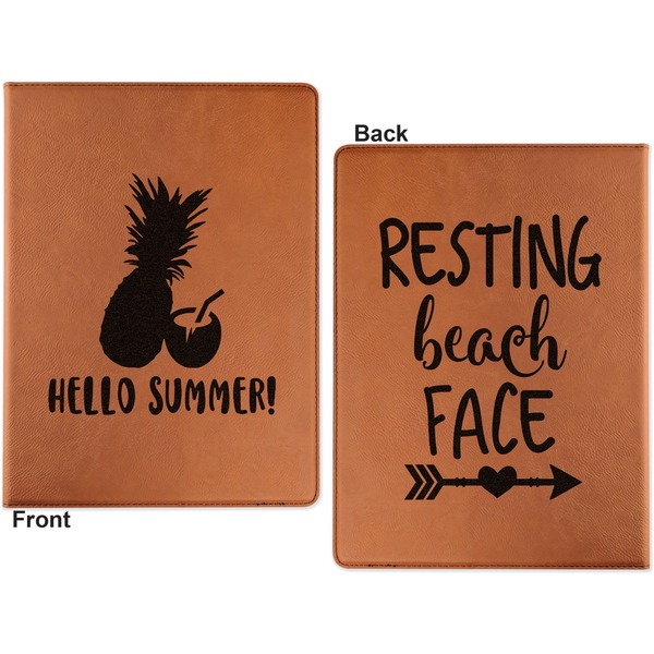 Pineapples and Coconuts Cognac Leatherette Portfolios with Notepad - Large - Double Sided - Apvl