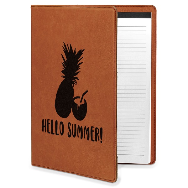 Custom Pineapples and Coconuts Leatherette Portfolio with Notepad - Large - Double Sided (Personalized)