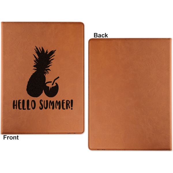 Pineapples and Coconuts Cognac Leatherette Portfolios with Notepad - Large - Single Sided - Apvl