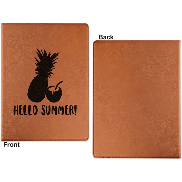 Pineapples and Coconuts Cognac Leatherette Portfolios with Notepad - Small - Single Sided- Apvl