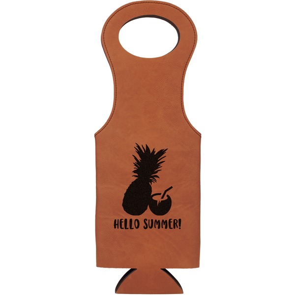 Custom Pineapples and Coconuts Leatherette Wine Tote (Personalized)
