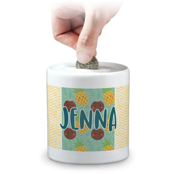 Custom Pineapples and Coconuts Coin Bank (Personalized)