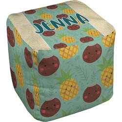 Pineapples and Coconuts Cube Pouf Ottoman (Personalized)