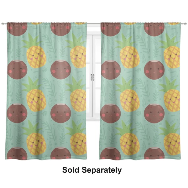 Custom Pineapples and Coconuts Curtain Panel - Custom Size