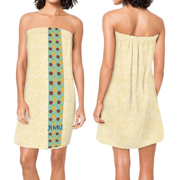 Pineapples and Coconuts Custom Bath Wrap - Front & Back View