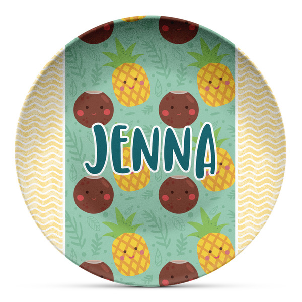 Custom Pineapples and Coconuts Microwave Safe Plastic Plate - Composite Polymer (Personalized)