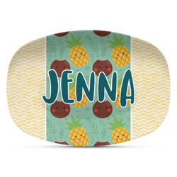 Pineapples and Coconuts Plastic Platter - Microwave & Oven Safe Composite Polymer (Personalized)