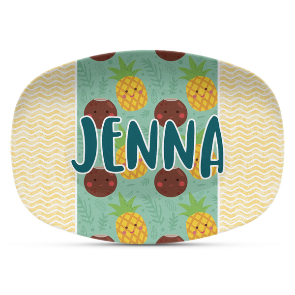 Custom Pineapples and Coconuts Plastic Platter - Microwave & Oven Safe Composite Polymer (Personalized)