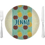 Pineapples and Coconuts Glass Lunch / Dinner Plate 10" (Personalized)