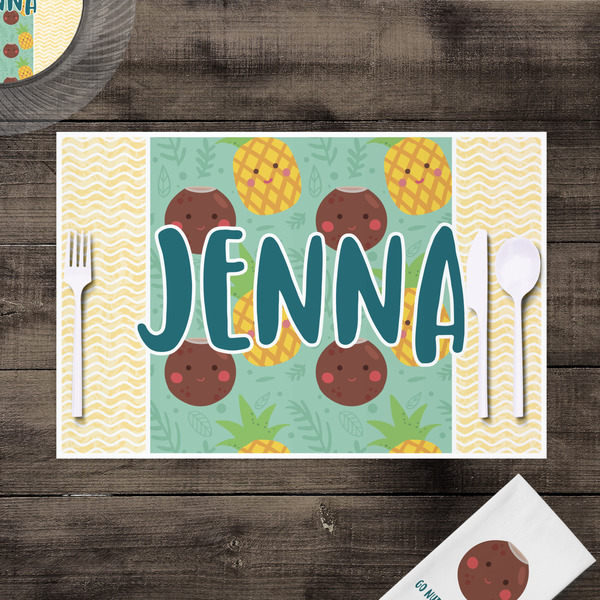 Pineapples and Coconuts Disposable Paper Placemat - In Context