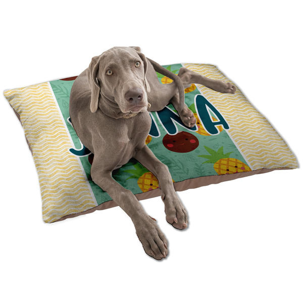 Custom Pineapples and Coconuts Dog Bed - Large w/ Name or Text