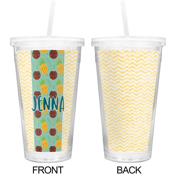 Pineapples and Coconuts Double Wall Tumbler with Straw - Approval