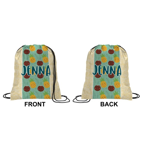 Pineapples and Coconuts Drawstring Backpack Front & Back Small