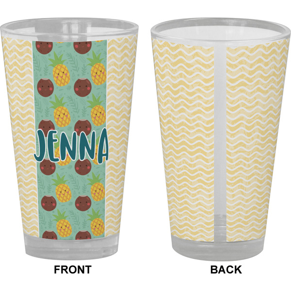 Pineapples and Coconuts Pint Glass - Full Color - Front & Back Views