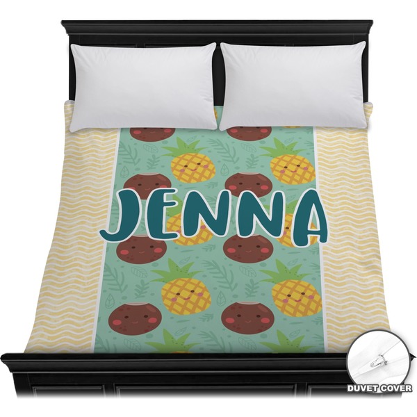 Custom Pineapples and Coconuts Duvet Cover - Full / Queen (Personalized)