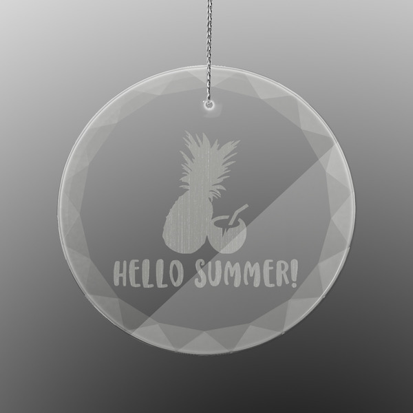 Custom Pineapples and Coconuts Engraved Glass Ornament - Round (Personalized)
