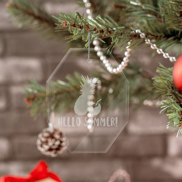 Pineapples and Coconuts Engraved Glass Ornaments - Octagon (Lifestyle)