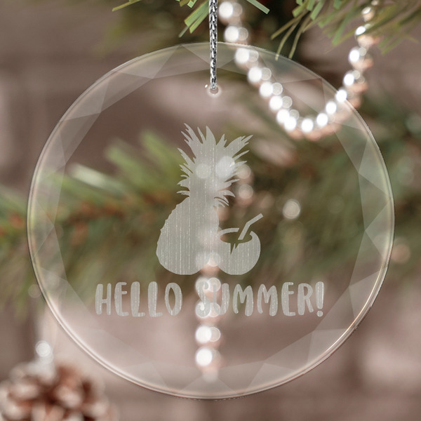 Custom Pineapples and Coconuts Engraved Glass Ornament (Personalized)
