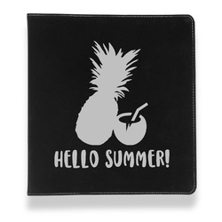 Pineapples and Coconuts Leather Binder - 1" - Black (Personalized)