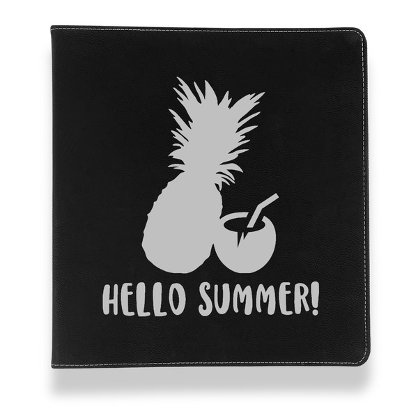 Custom Pineapples and Coconuts Leather Binder - 1" - Black (Personalized)