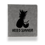 Pineapples and Coconuts Leather Binder - 1" - Grey (Personalized)