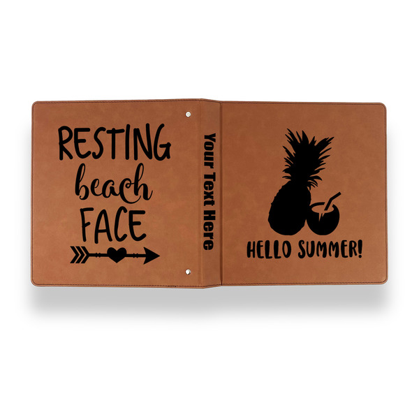 Pineapples and Coconuts Leather Binder - 1" - Rawhide - Back Spine Front View