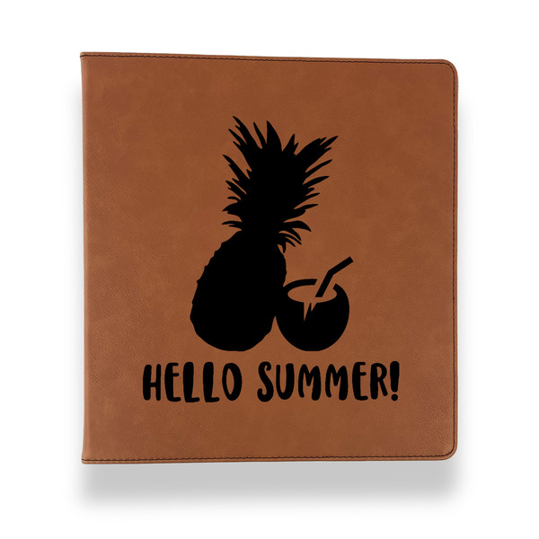 Custom Pineapples and Coconuts Leather Binder - 1" - Rawhide (Personalized)