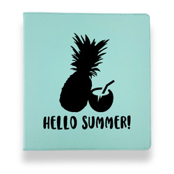 Pineapples and Coconuts Leather Binder - 1" - Teal (Personalized)