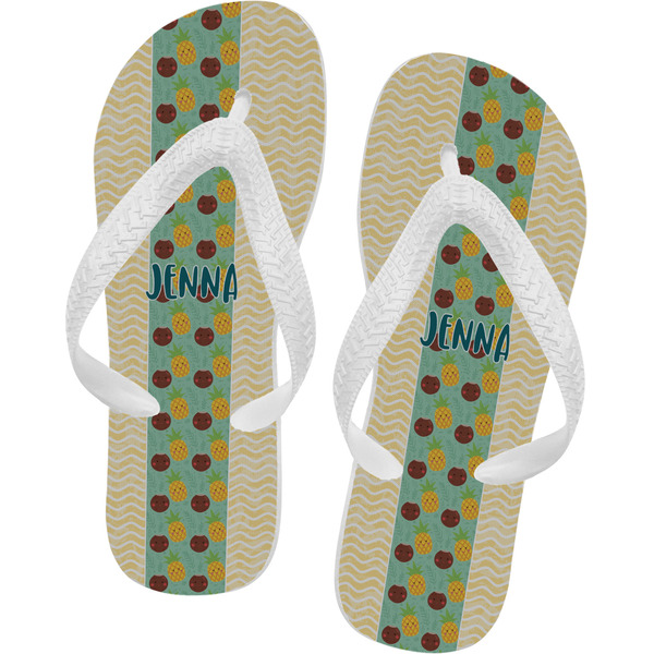 Custom Pineapples and Coconuts Flip Flops - Large (Personalized)