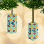 Pineapples and Coconuts Flat Glass Ornament w/ Name or Text