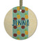Pineapples and Coconuts Flat Glass Ornament - Round w/ Name or Text