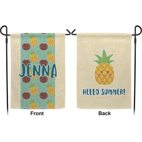 Pineapples and Coconuts Garden Flag - Double Sided Front and Back