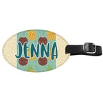 Pineapples and Coconuts Genuine Leather Oval Luggage Tag (Personalized)