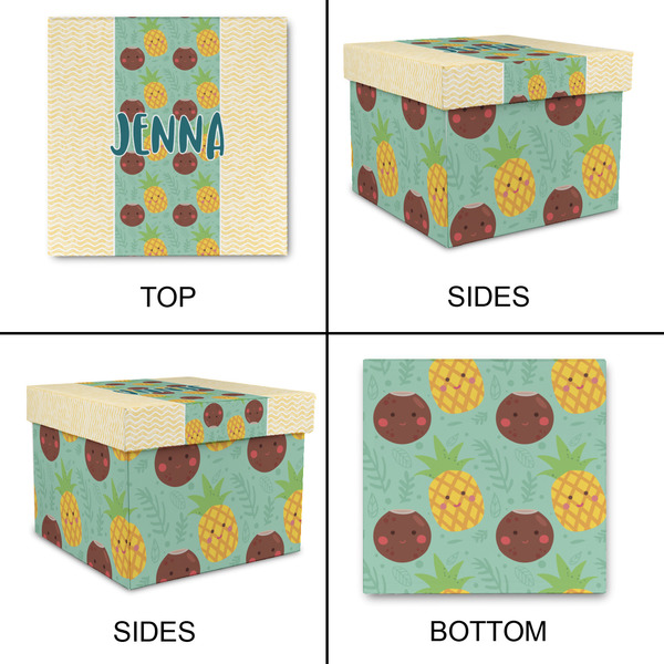 Pineapples and Coconuts Gift Boxes with Lid - Canvas Wrapped - Large - Approval