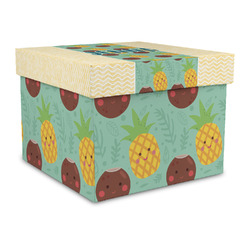Pineapples and Coconuts Gift Box with Lid - Canvas Wrapped - Large (Personalized)