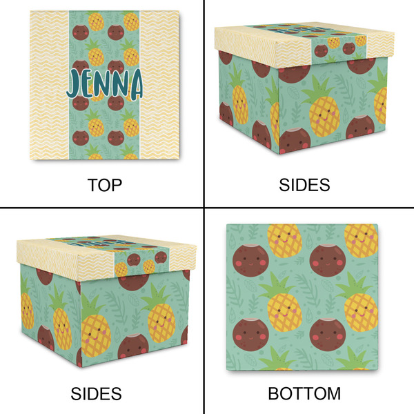 Pineapples and Coconuts Gift Boxes with Lid - Canvas Wrapped - Small - Approval