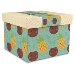 Pineapples and Coconuts Gift Box with Lid - Canvas Wrapped - X-Large (Personalized)