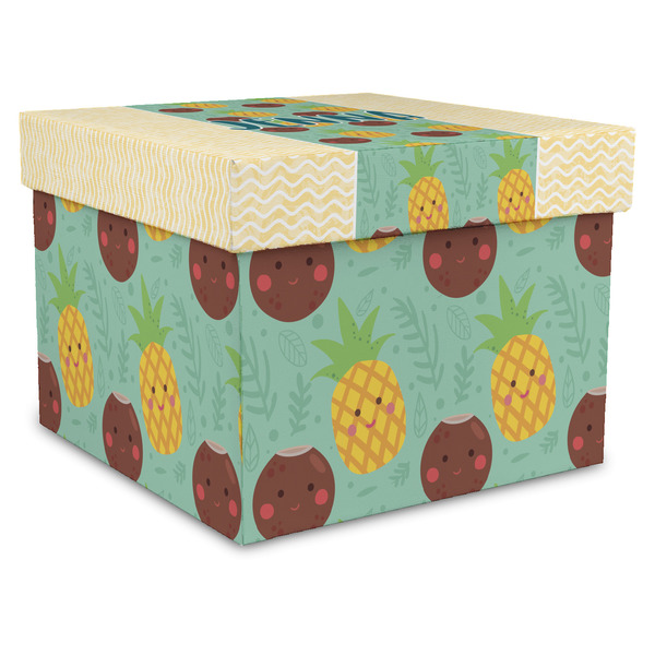 Custom Pineapples and Coconuts Gift Box with Lid - Canvas Wrapped - XX-Large (Personalized)