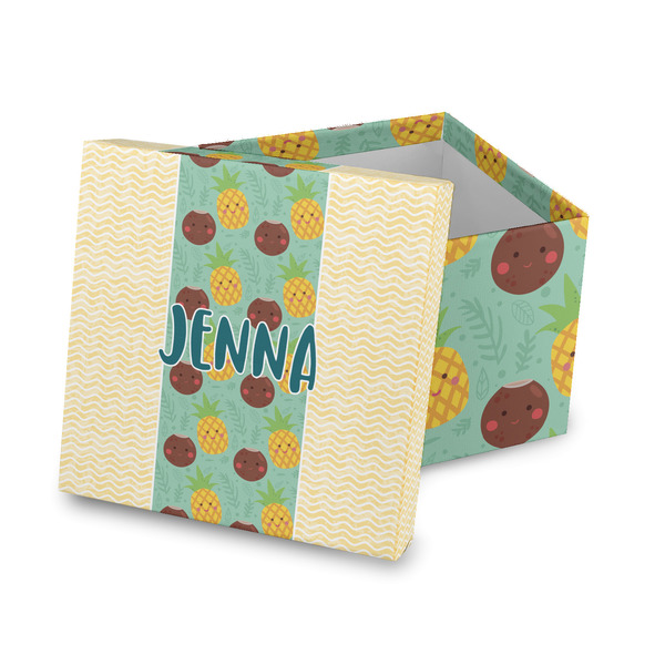 Custom Pineapples and Coconuts Gift Box with Lid - Canvas Wrapped (Personalized)