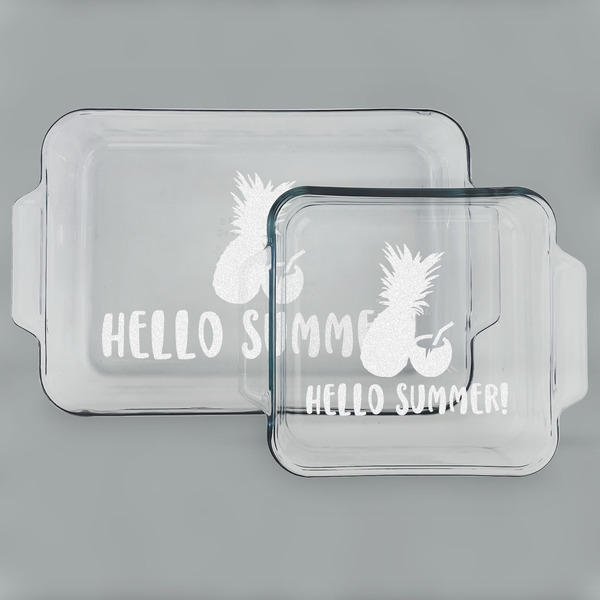 Custom Pineapples and Coconuts Set of Glass Baking & Cake Dish - 13in x 9in & 8in x 8in (Personalized)