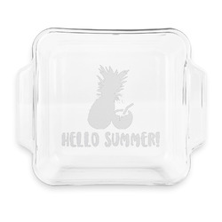 Pineapples and Coconuts Glass Cake Dish with Truefit Lid - 8in x 8in (Personalized)