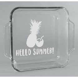 Pineapples and Coconuts Glass Cake Dish - 8in x 8in (Personalized)