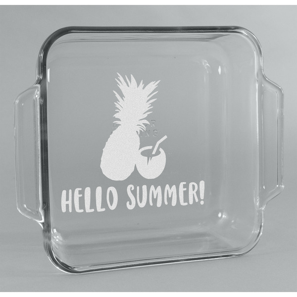 Custom Pineapples and Coconuts Glass Cake Dish - 8in x 8in (Personalized)