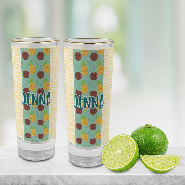 Pineapples and Coconuts Glass Shot Glass - 2 oz - LIFESTYLE
